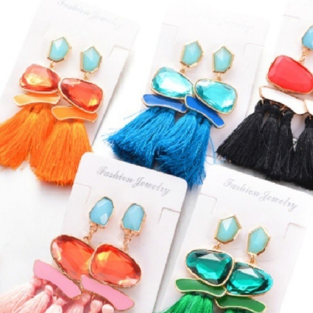 Tassel earrings multi color and free gift